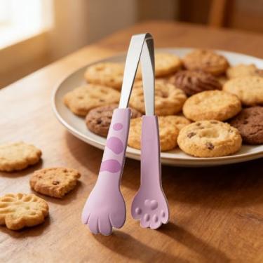 Imagem de Pinça de cozinha de pata de gato, pinças de cozinha de aço inoxidável para alimentos, pinça de aço inoxidável, formato de pata de gato, para cozinhar, pinças de cozinha perfeitas para grelhar, salada