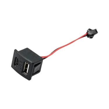 Imagem de Conector USB Tipo-C Fêmea De Dupla Camada Preto Com Cabo Para Carregam