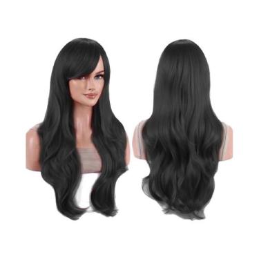 Imagem de Peruca Sintética Colorida De 70cm Com Ondas E Franja Para Mulheres, Fa