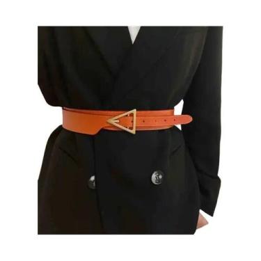 Imagem de Cinto Feminino Estiloso Preto Minimalista De Couro Legítimo Com Toque 