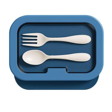 Imagem de Marmita De Silicone Compacta Com Colher E Garfo Para Micro-ondas, Freezer E Lava-louças