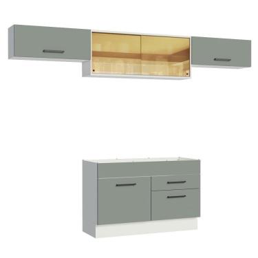 Imagem de Cozinha Compacta com Armário e Balcão Cinza Agata Madesa