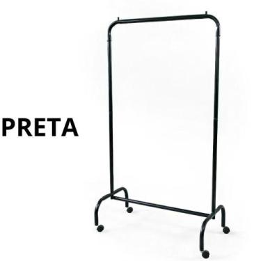 Imagem de Arara Cabideiro Dobravel Com Rodinhas 100cm - - valemixxhome, PRETA