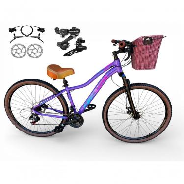 Imagem de Bicicleta Aro 29 Feminina Absolute Hera Retrô Vintage Shimano 21v Hidráulica Confortável Cesta Lilas Tamano 15