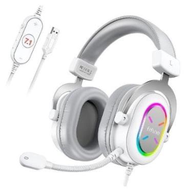 Imagem de Headset Gamer Fifine Ampligame H6X, RGB, 7.1 Surround, 50mm, USB, PC, Móvel e Console, branco - H6XW-Unissex
