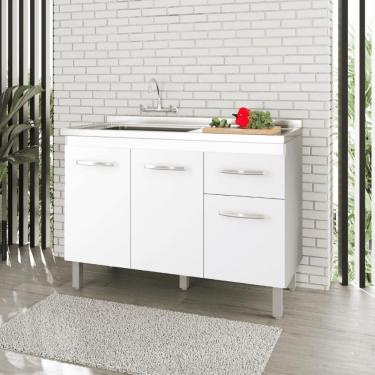 Imagem de Balcão Gabinete Para Pia De Cozinha 3 Portas Branco