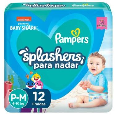 Imagem de Fralda Para Nadar Pampers Splashers Baby Shark P-m 12 Unidades