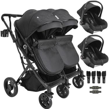 Imagem de Carrinho Kiddo para Gemeos 2 Bebe Conforto Colinho Vox II Preto