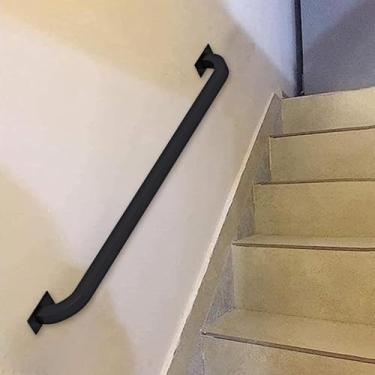 Imagem de Corrimão de corrimão de escada - 30 cm / 2,4 cm / 3 m / 4 m / 6 m, corrimão para escadas, corrimão de ferro forjado para degraus internos e externos, barra de apoio de montagem em parede de