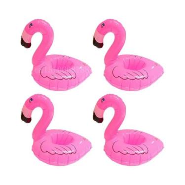 Imagem de Suporte Inflável Rosa Para Bebidas Em Formato De Flamingo, Boia De Pis