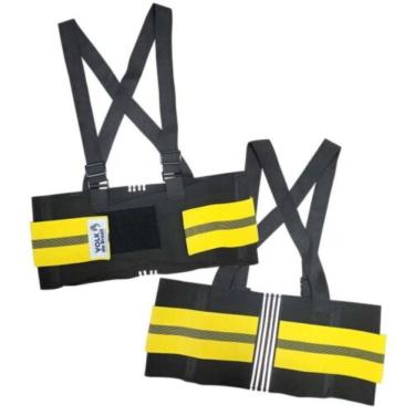 Imagem de Cinta Ergonômica Abdominal Yellow Belt Com faixa Refletiva EPI Proteção Lombar Volk