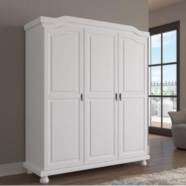 Imagem de Guarda-Roupa Solteiro 3 Portas 4 Prateleiras Madeira Maciça Provençal 