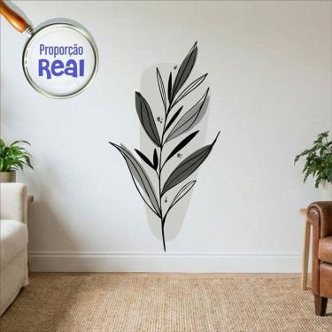 Imagem de Adesivo Floral Boho Cinza Estilo Nórdico 63x120 Minimalista Mod.03