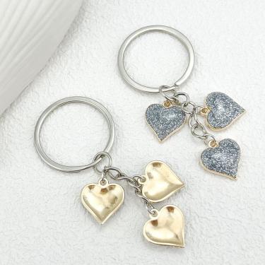 Imagem de Chaveiro, chaveiro, coração minimalista, prata brilhante e dourado