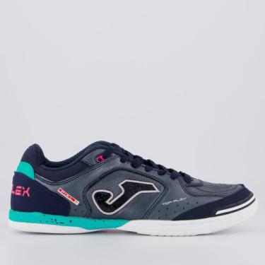 Imagem de Chuteira Joma Top Flex Futsal Azul Marinho e Verde, 40