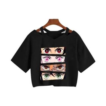 Imagem de Camiseta Feminina Demon Slayer Nezuko Kimetsu No Yaiba Crop Top Tanjir