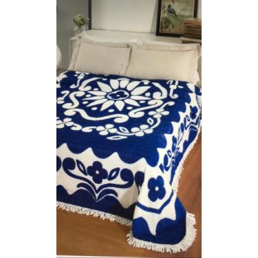 Imagem de Colcha Cobre Leito Chenille Jolitex Queen Casal Estampada com Franja L
