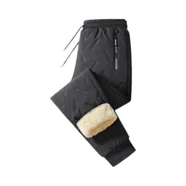 Imagem de Calças De Moletom Masculinas De Inverno Com Forro Térmico Impermeáveis