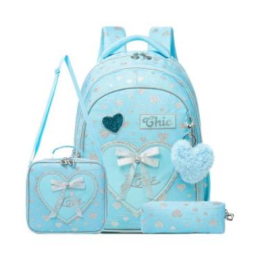 Imagem de Mochila Com Laço Para Meninas Com Bolsa De Almoço E Estojo Para Caneta