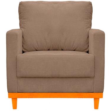 Imagem de Poltrona Berlim Tecido Impermeável Madeira Bege Ateliê Do Conforto