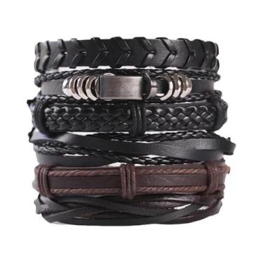 Imagem de Pulseira Masculina De Couro Vintage Estilo Punk DIY Conjunto De Joias 