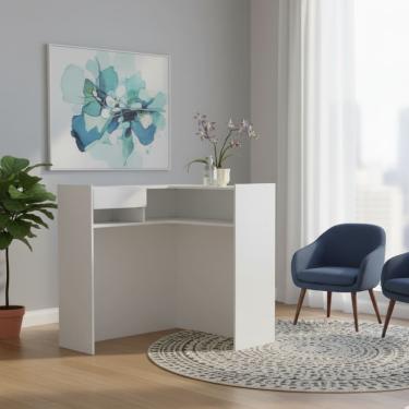 Imagem de Balcão em L para Escritório Atendimento Recepção Consultório Academia Comércio Lojas cor Branco