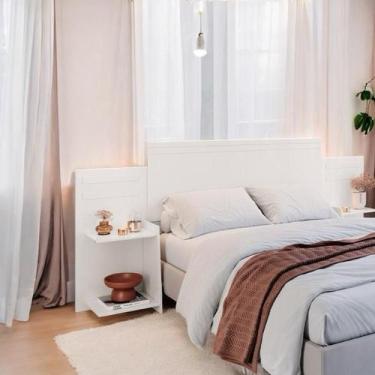 Imagem de Cabeceira Ajustavel Solteiro, Casal e Queen com Prateleiras Branco - L