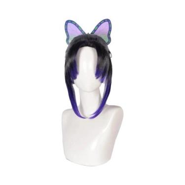 Imagem de Peruca Sintética Verde E Rosa Longa Para Cosplay De Kanroji Mitsuri De