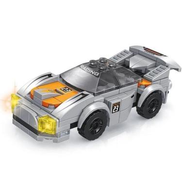 Imagem de Blocos de Montar Carrinho Corrida Colecionável Ark Toys, Azul claro