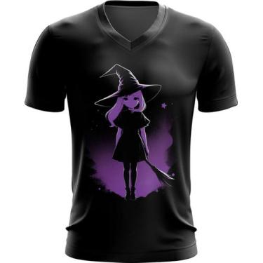 Imagem de Camiseta Gola V Bruxa Halloween Púrpura Festa 13 - Kasubeck Store®, P