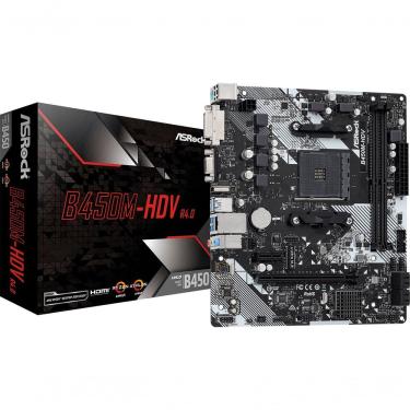 Imagem de Placa-mãe B450M-HDV R4.0 AM4 DDR4 Até 64GB Matx com HDMI DVI-D D-Sub M.2 Rede Gigabit Asrock