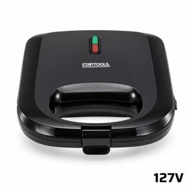 Imagem de Sanduicheira Grill 2 em 1 Elétrica 750W Antiaderente Grelha Carnes e F