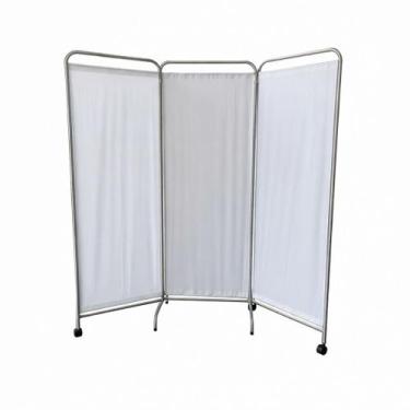 Imagem de Biombo Hospitalar Triplo Aço Inox Lona Plástica 180x200cm - Metal Solu