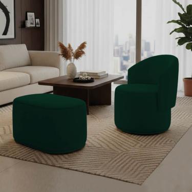 Imagem de Poltrona e Puff Orgânico Malu Max Bouclê M11 - D`Rossi