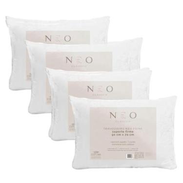 Imagem de Kit 4 Travesseiro Neo Prime 233 Fios Camesa 50x70cm Branco