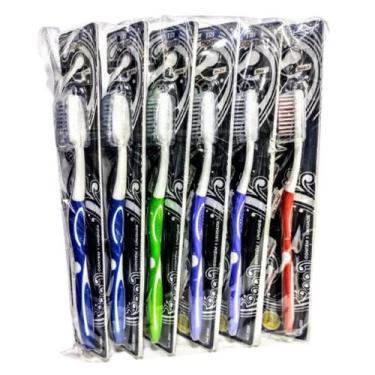 Imagem de Escova de Dente Dental Tridente Cabo Anatômico Com Protetor de Cerdas 