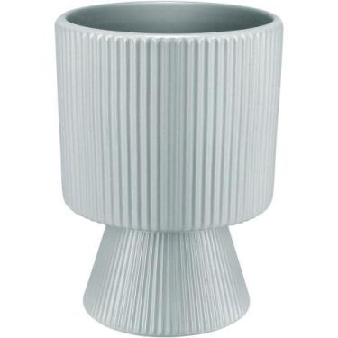 Imagem de Cachepô Vaso Decorativo Planta Redondo Home&co Cerâmica 16x12x12cm Azu