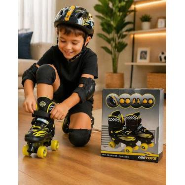 Imagem de Patins Infantil com Kit de Proteção tam 30-33- Preta e amarela - UNITO