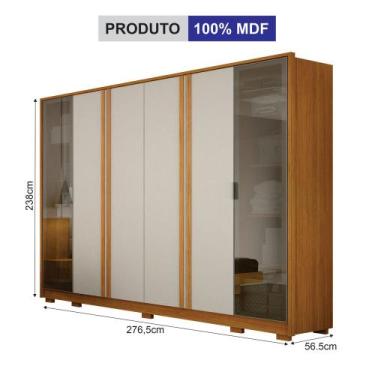 Imagem de Guarda-Roupas 6 Portas Vidro Reflecta Prime sem LED - Leifer, Cinamomo