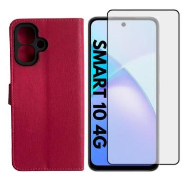 Imagem de Capa Carteira + Pel. Vidro 3D Compativel Infinix Smart 10 4g - DB, Pin