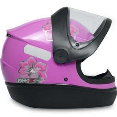 Imagem de Capacete Moto Feminino Fechado Automatic Rosa com Flores - Diversos Ta