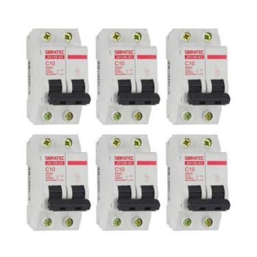 Imagem de Kit Disjuntor Mini Bipolar 16A  Curva C  6Ka  - SIBRATEC, 6 pçs