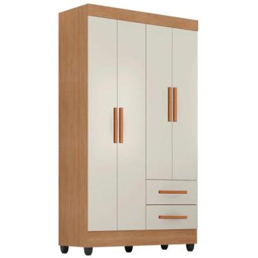 Imagem de Guarda-Roupa Solteiro Grande 4 Portas 2 Gavetas e 4 Prateleiras Lisa M
