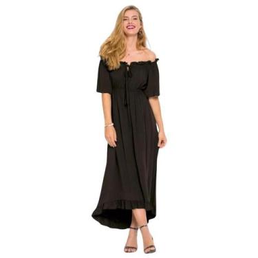 Imagem de Vestido Feminino Longo Casual Ombros De Fora Ciganinha - Quintess, XXG