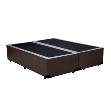 Imagem de Cama Box Casal Blindado Bipartido Extremo Reforçado Estrutura em Madeira Sintético Marr...