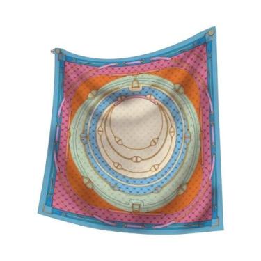 Imagem de Lenço De Seda Estampado Floral 90CM Para Mulheres, Lenço Quadrado, Xal