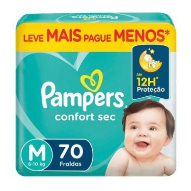 Imagem de Fralda Descartável Pampers Confort Sec Super M (610kg) 70 Unidades
