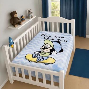 Imagem de Cobertor Infantil Para Bebê Mickey Raschel Disney Jolitex, Mickey Skat