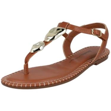 Imagem de Sandalia Feminina Estilo Rasteira Casual Moderna Moda Dakota, Caramelo