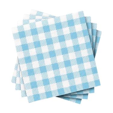 Imagem de Guardanapo de Papel Xadrez Azul Claro 30cm X 31cm com 50 Unidades Flip